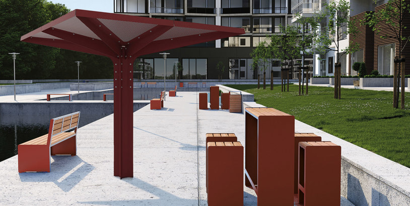 Attraktiva och skyddande skärmtak över en uteplats i ett bostadsområde.